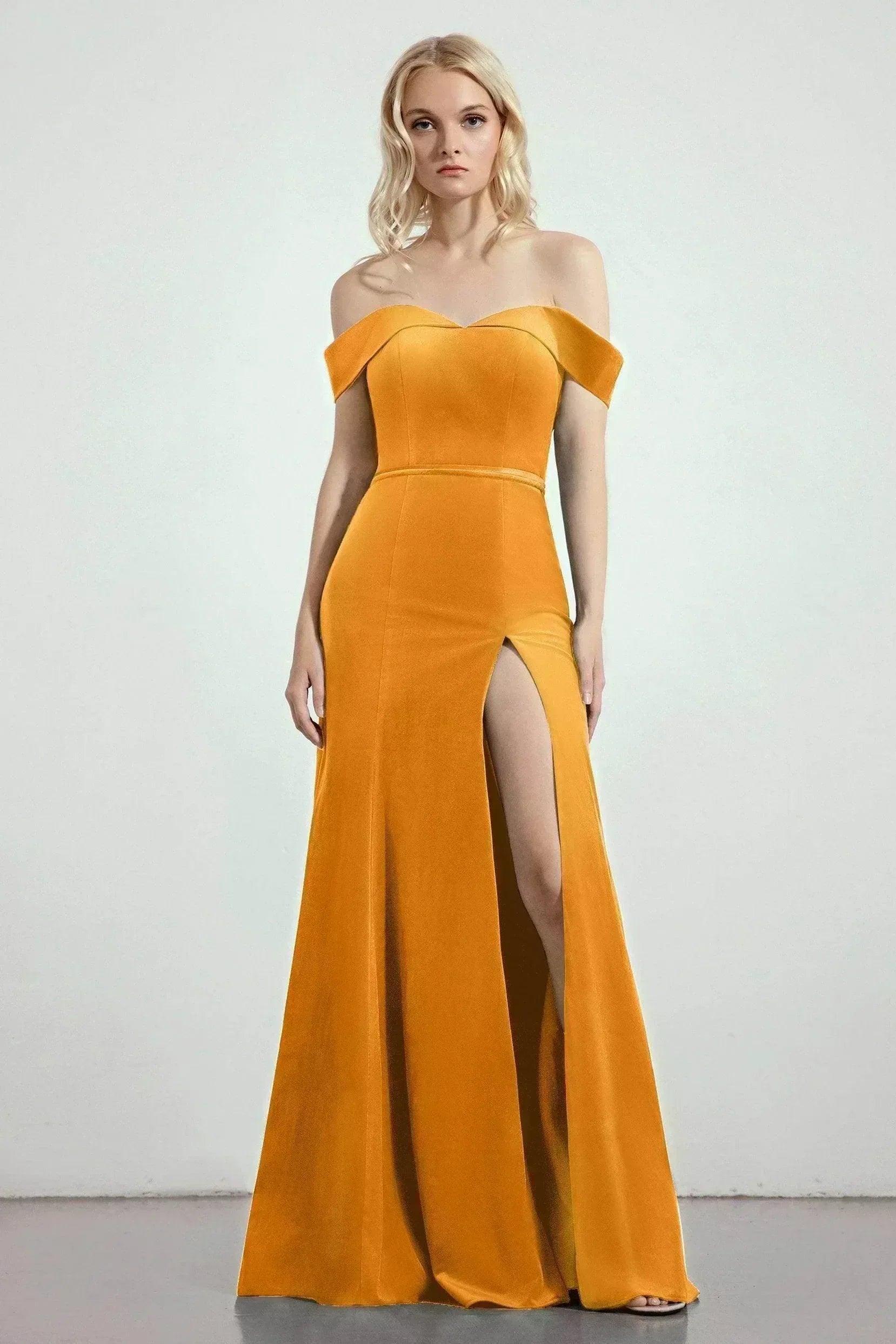 Trumpet-Mermaid Sweep-Brush Train Dresses CB0271CS - Marigold - COCOMELODY